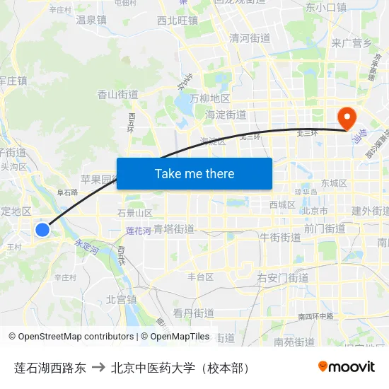 莲石湖西路东 to 北京中医药大学（校本部） map