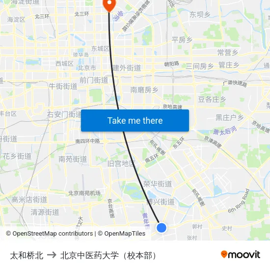 太和桥北 to 北京中医药大学（校本部） map