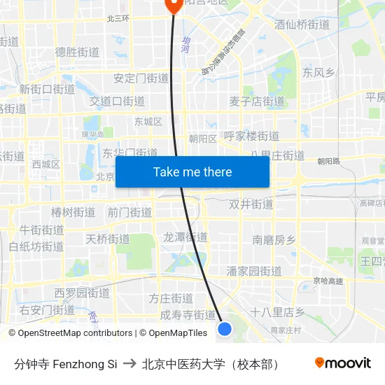 分钟寺 Fenzhong Si to 北京中医药大学（校本部） map