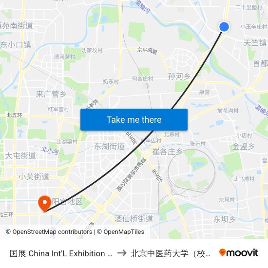 国展 China Int'L Exhibition Center to 北京中医药大学（校本部） map