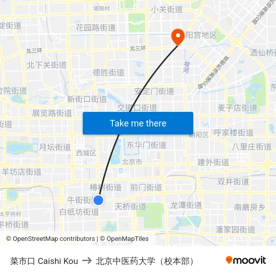 菜市口 Caishi Kou to 北京中医药大学（校本部） map