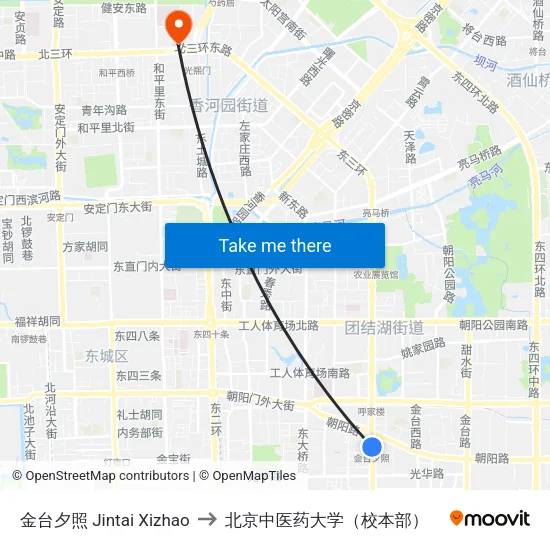 金台夕照 Jintai Xizhao to 北京中医药大学（校本部） map