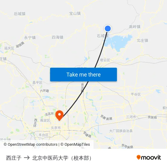 西庄子 to 北京中医药大学（校本部） map
