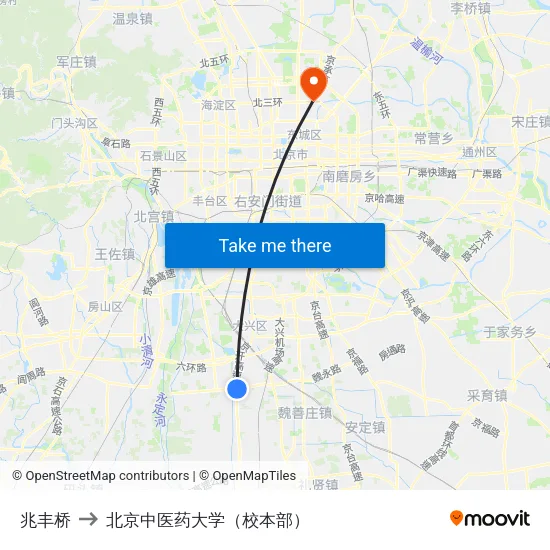 兆丰桥 to 北京中医药大学（校本部） map