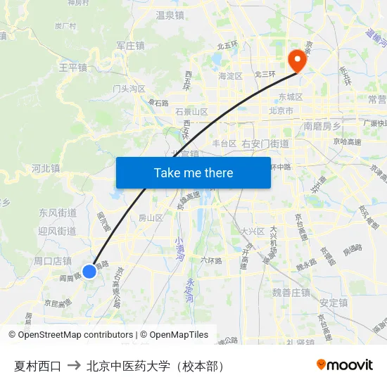 夏村西口 to 北京中医药大学（校本部） map