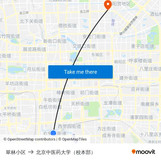 翠林小区 to 北京中医药大学（校本部） map