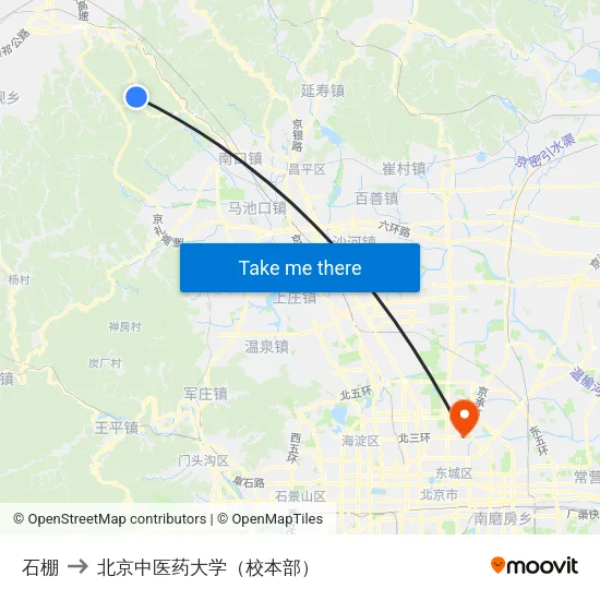 石棚 to 北京中医药大学（校本部） map