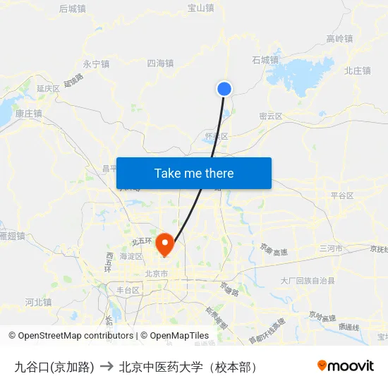 九谷口(京加路) to 北京中医药大学（校本部） map