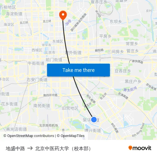 地盛中路 to 北京中医药大学（校本部） map
