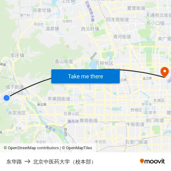 东华路 to 北京中医药大学（校本部） map