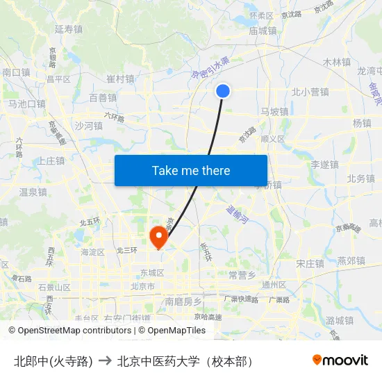 北郎中(火寺路) to 北京中医药大学（校本部） map