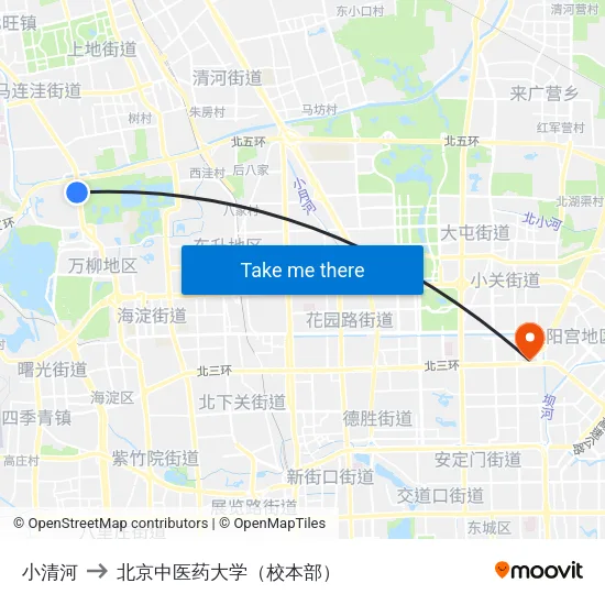 小清河 to 北京中医药大学（校本部） map