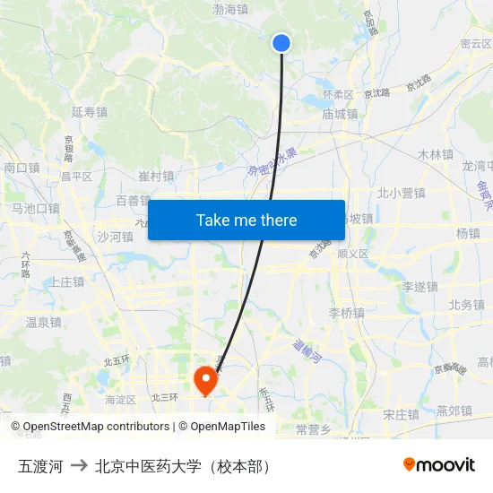 五渡河 to 北京中医药大学（校本部） map