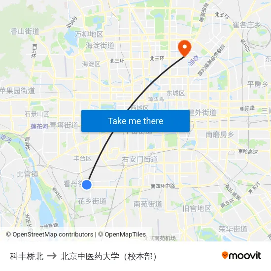 科丰桥北 to 北京中医药大学（校本部） map