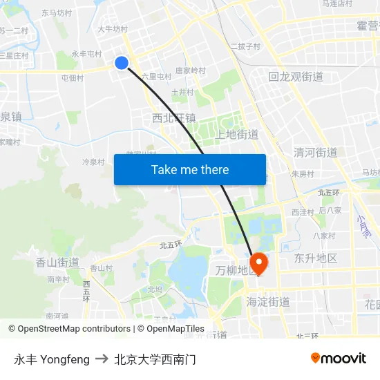 永丰 Yongfeng to 北京大学西南门 map
