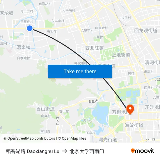 稻香湖路 Daoxianghu Lu to 北京大学西南门 map