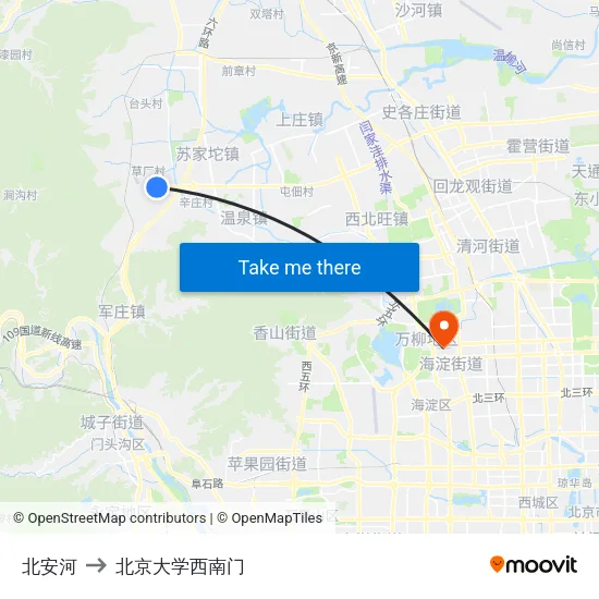 北安河 to 北京大学西南门 map