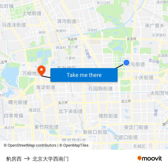 豹房西 to 北京大学西南门 map