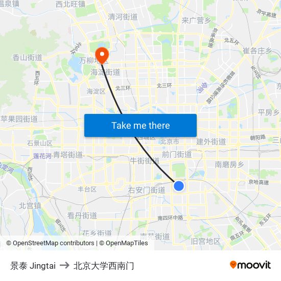 景泰  Jingtai to 北京大学西南门 map