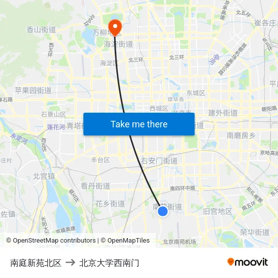 南庭新苑北区 to 北京大学西南门 map