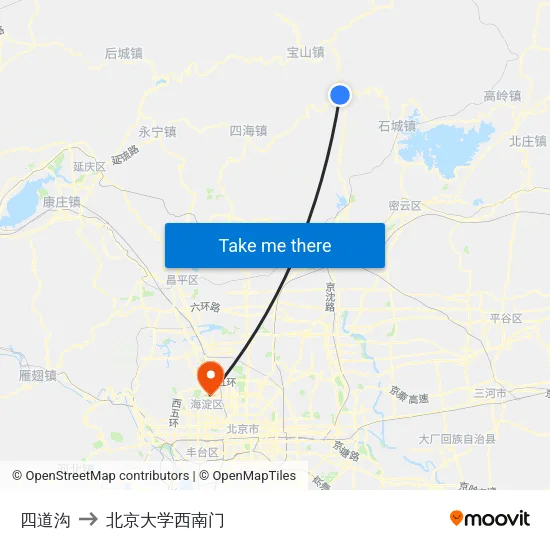 四道沟 to 北京大学西南门 map