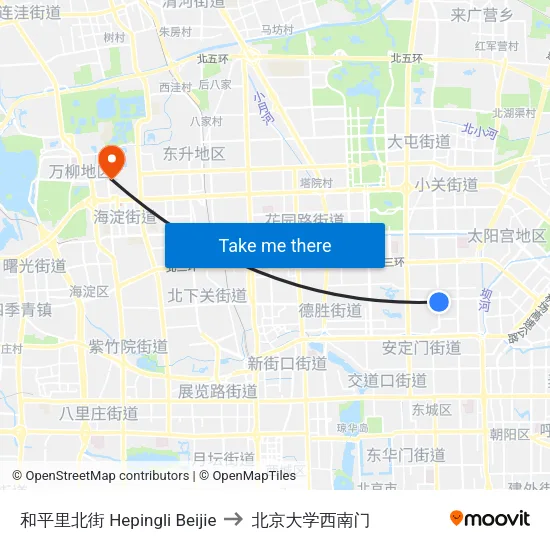 和平里北街  Hepingli Beijie to 北京大学西南门 map
