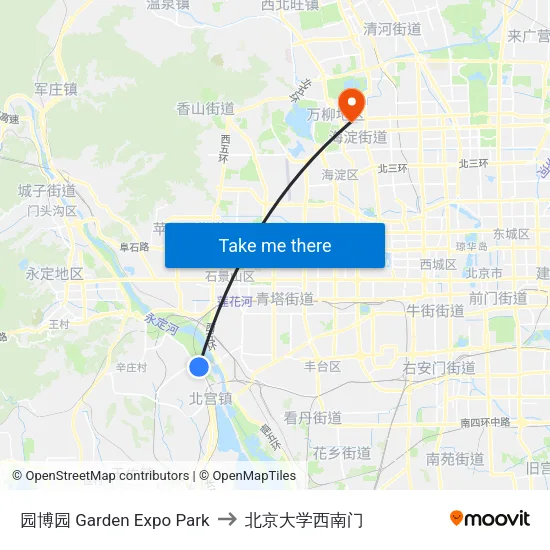 园博园 Garden Expo Park to 北京大学西南门 map