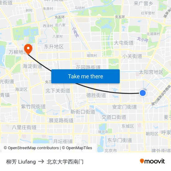 柳芳 Liufang to 北京大学西南门 map