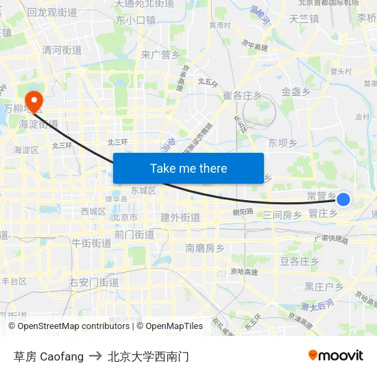 草房 Caofang to 北京大学西南门 map