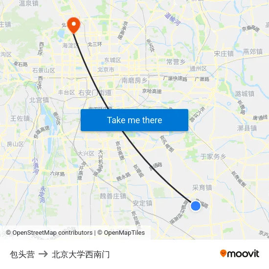包头营 to 北京大学西南门 map
