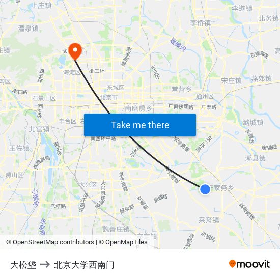 大松垡 to 北京大学西南门 map