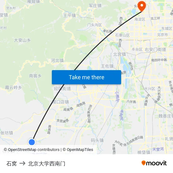 石窝 to 北京大学西南门 map