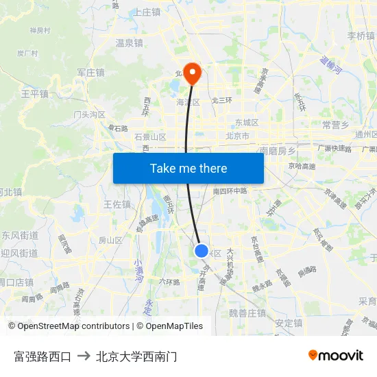 富强路西口 to 北京大学西南门 map