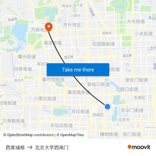 西黄城根 to 北京大学西南门 map