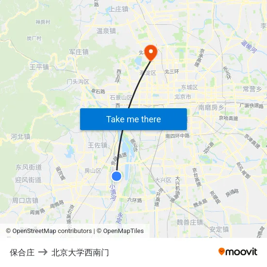 保合庄 to 北京大学西南门 map
