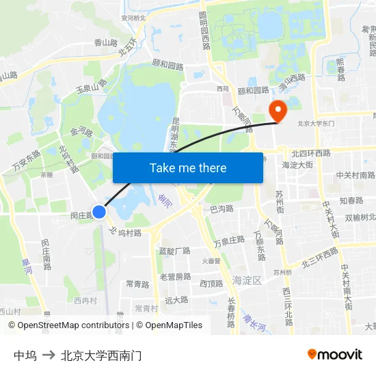 中坞 to 北京大学西南门 map