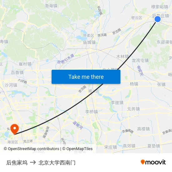 后焦家坞 to 北京大学西南门 map