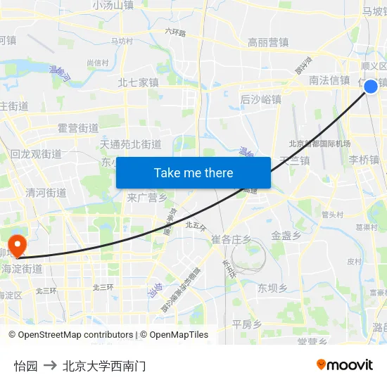 怡园 to 北京大学西南门 map