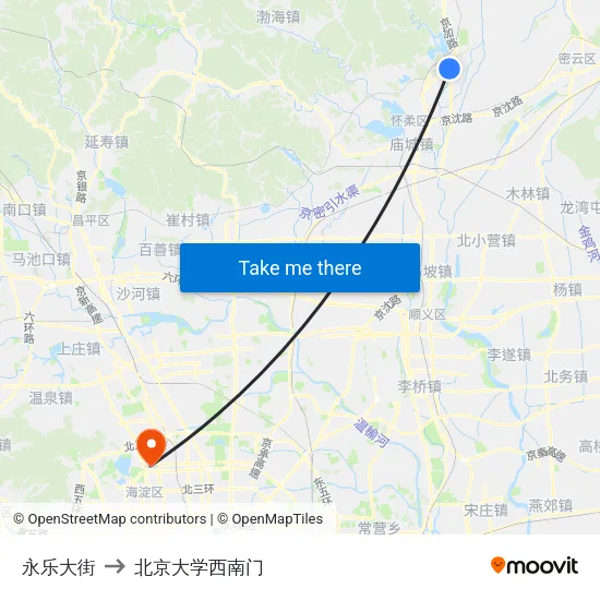 永乐大街 to 北京大学西南门 map