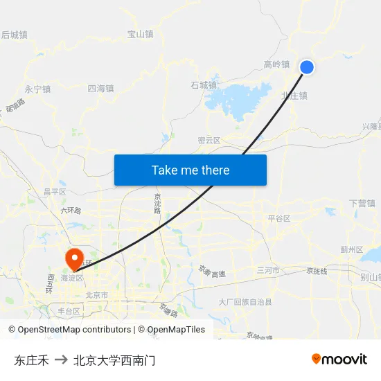 东庄禾 to 北京大学西南门 map