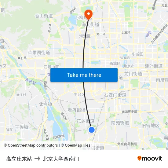 高立庄东站 to 北京大学西南门 map