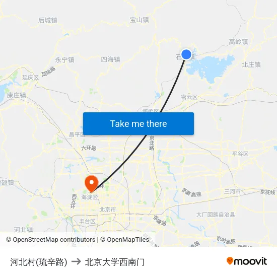 河北村(琉辛路) to 北京大学西南门 map