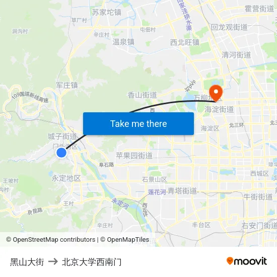 黑山大街 to 北京大学西南门 map