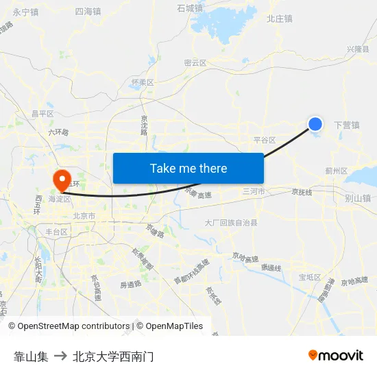 靠山集 to 北京大学西南门 map