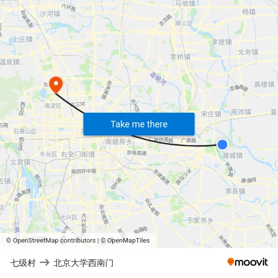七级村 to 北京大学西南门 map