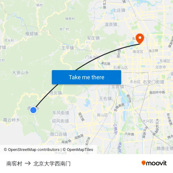 南窖村 to 北京大学西南门 map