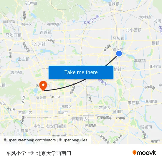 东风小学 to 北京大学西南门 map