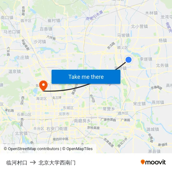 临河村口 to 北京大学西南门 map