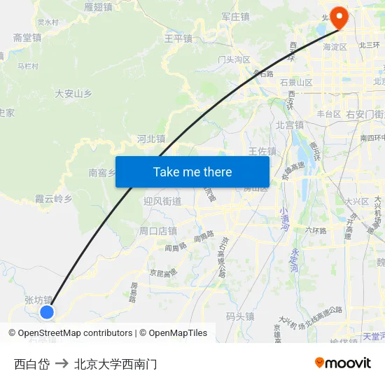 西白岱 to 北京大学西南门 map