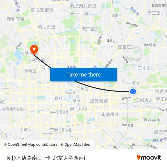 黄杉木店路南口 to 北京大学西南门 map